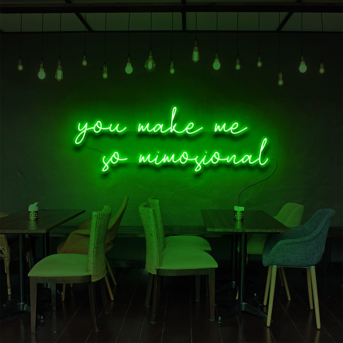 "You Make Me So Mimosional" Neon Sign for Bars & Restaurants 90cm (3ft) / Green / LED Neon by Neon Icons
