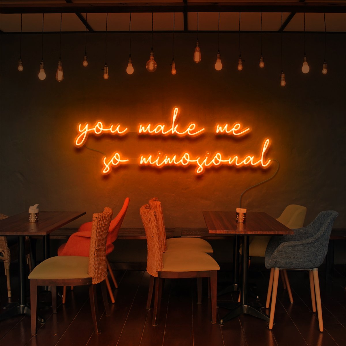 "You Make Me So Mimosional" Neon Sign for Bars & Restaurants 90cm (3ft) / Orange / LED Neon by Neon Icons