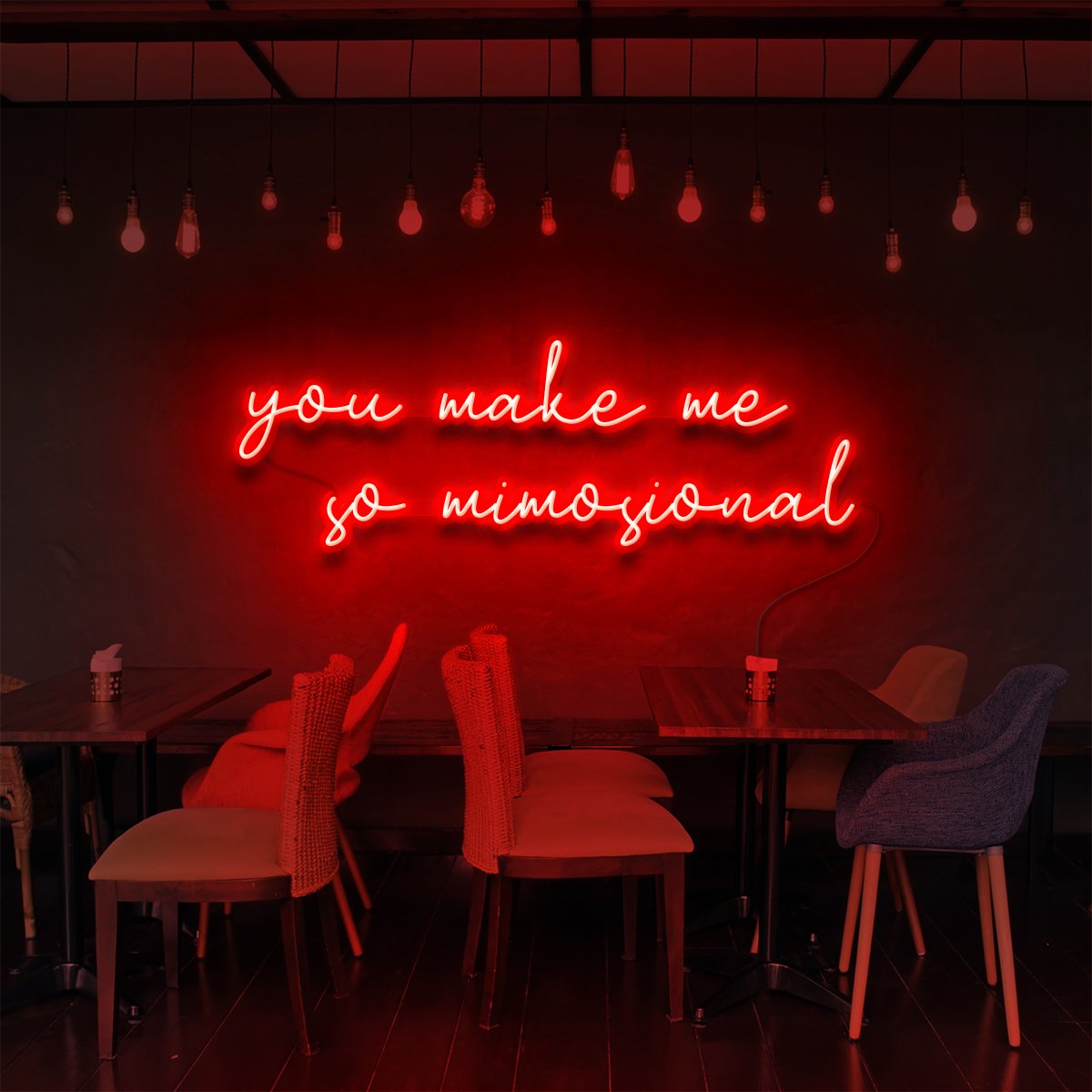 "You Make Me So Mimosional" Neon Sign for Bars & Restaurants 90cm (3ft) / Red / LED Neon by Neon Icons