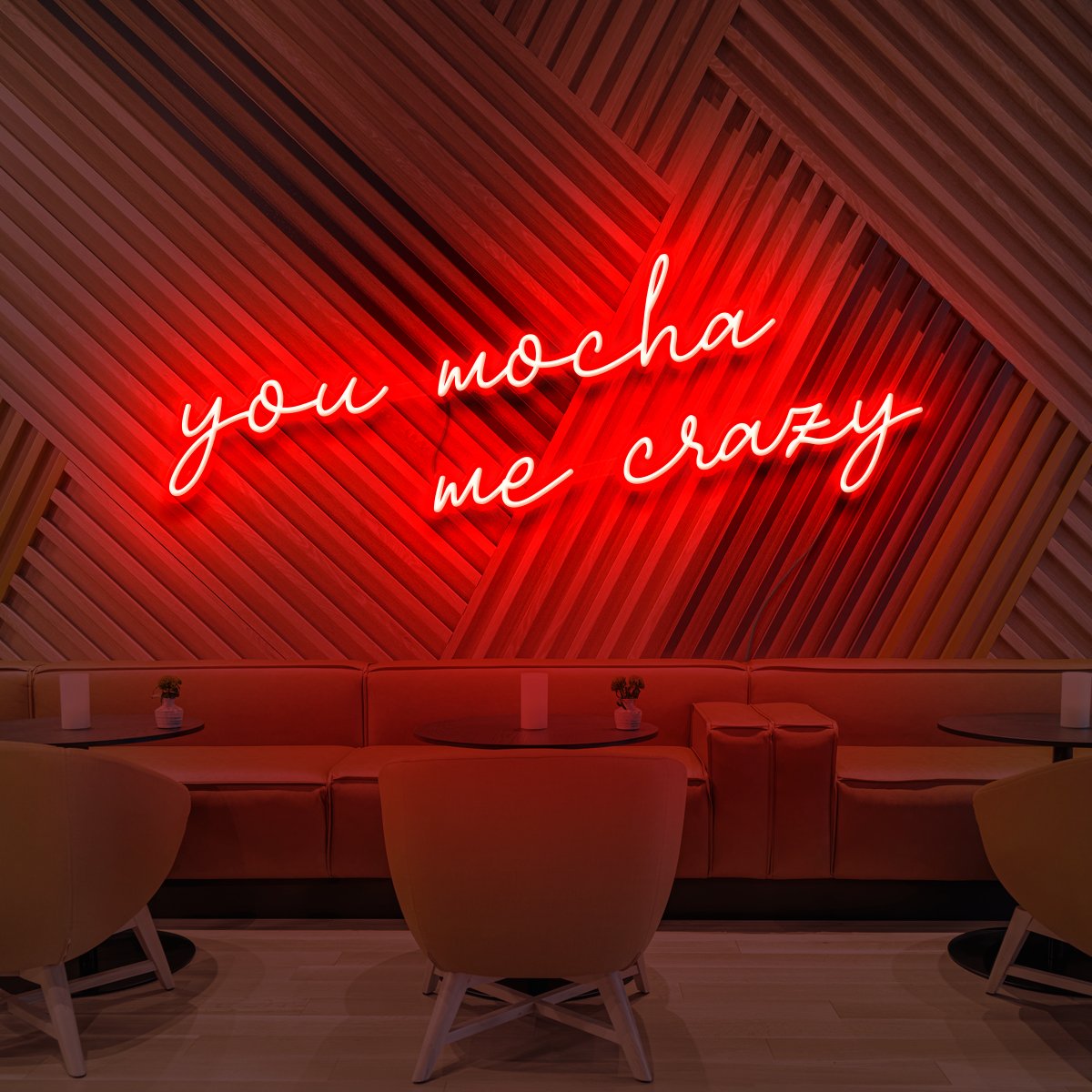 "You Mocha Me Crazy" Neon Sign for Cafés 60cm (2ft) / Red / LED Neon by Neon Icons