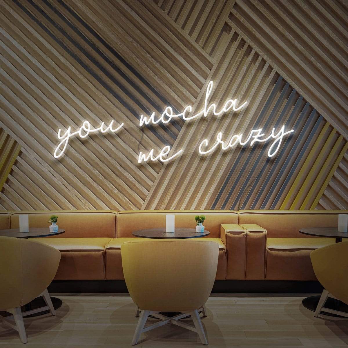 "You Mocha Me Crazy" Neon Sign for Cafés 60cm (2ft) / White / LED Neon by Neon Icons